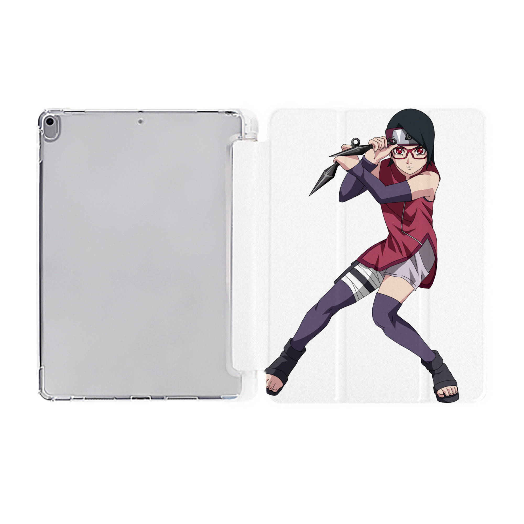 （画像用） NARUTO -ナルト- うちは サラダ Uchiha Sarada IPad ケース ペン収納付き 三つ折りスタンド PUレザー×シリコン 対応機種9.5/10.5/10.9インチ